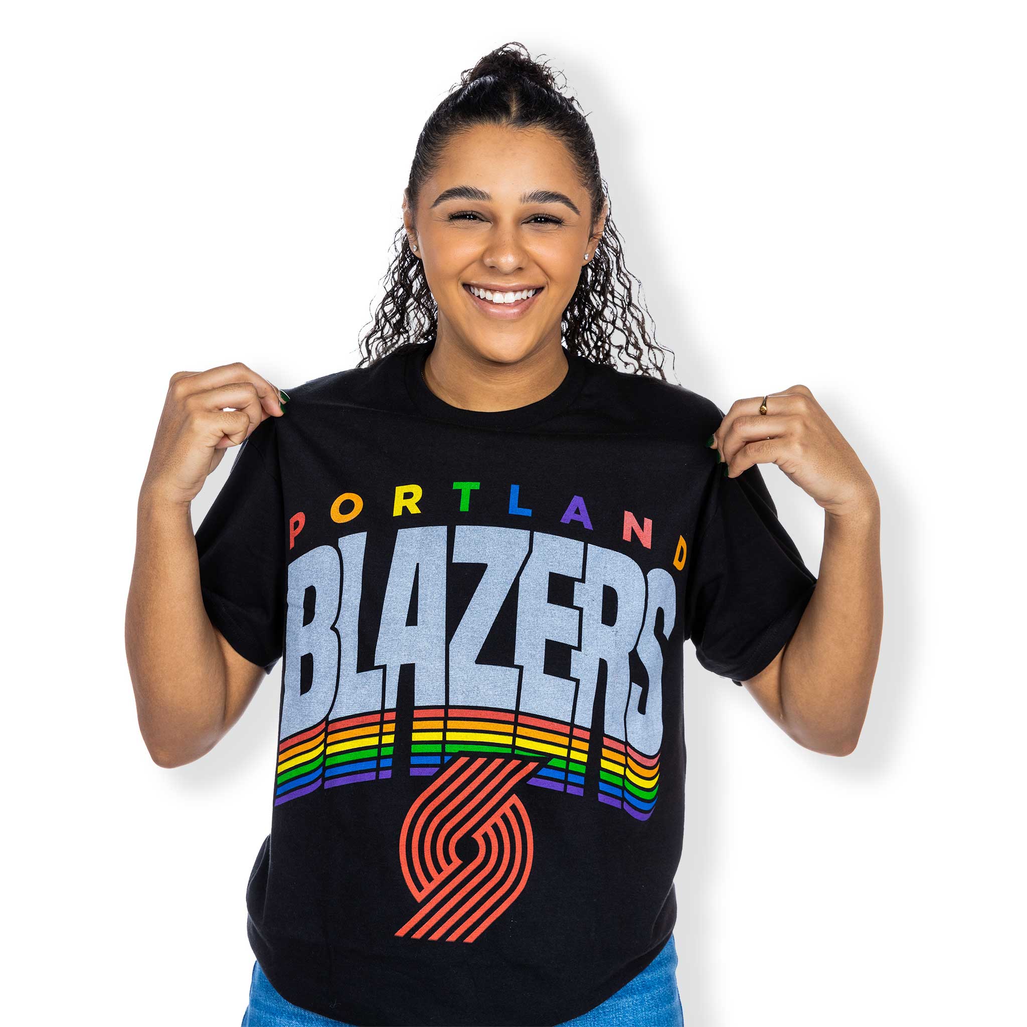 Portland Trail Blazers Junk Food Team Rainbow Blazers Tee - Image 3