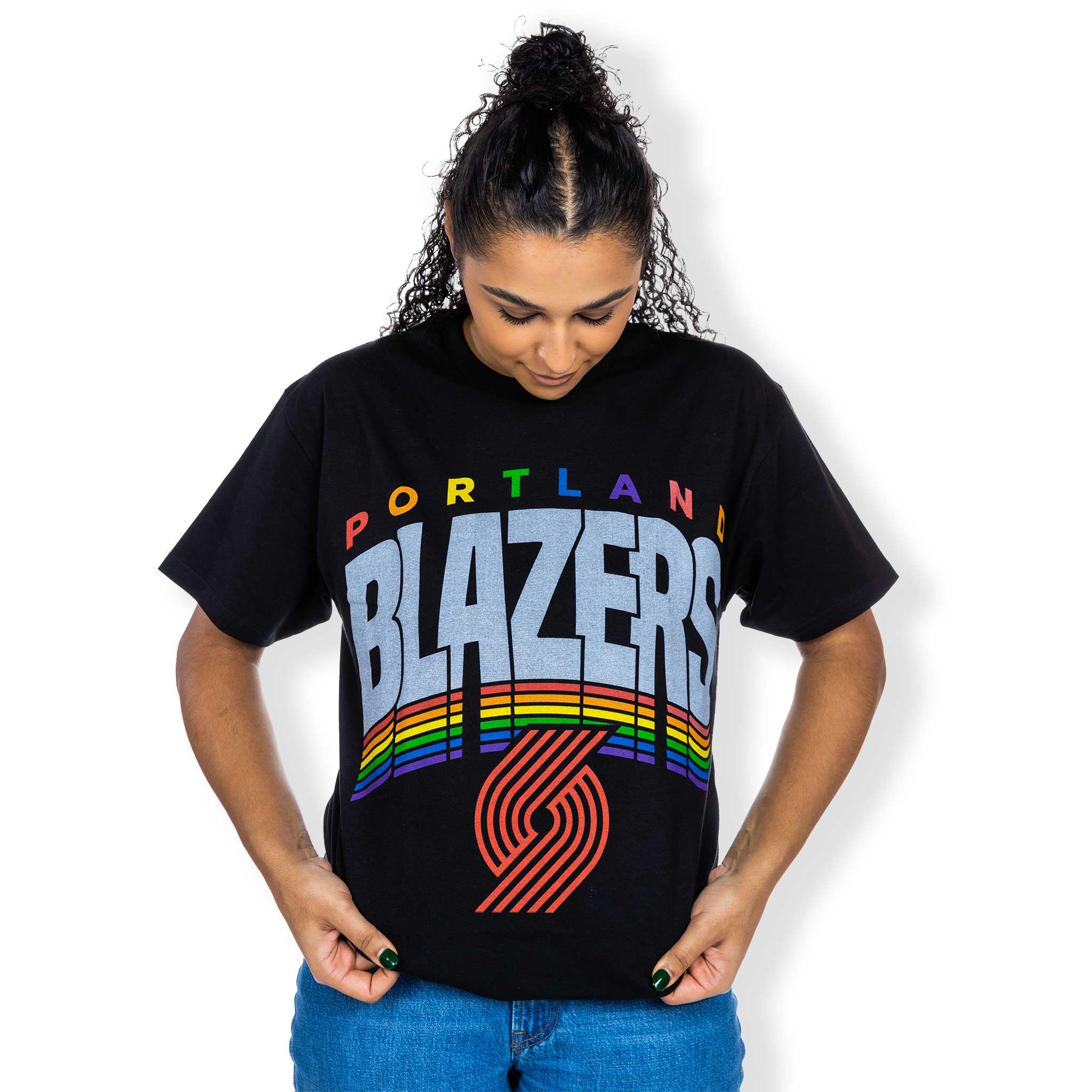 Portland Trail Blazers Junk Food Team Rainbow Blazers Tee - Image 4